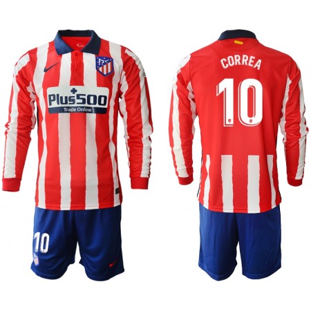 Billige Fotballdrakter Atlético Madrid Angel Correa 10 Barn Hjemmedraktsett 2020/21 Langermet